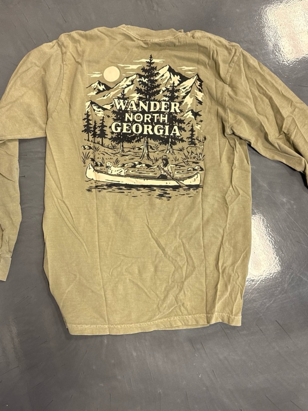 Wander Tan Graphic Long Sleeve Tee - North Georgia Canoe Scene